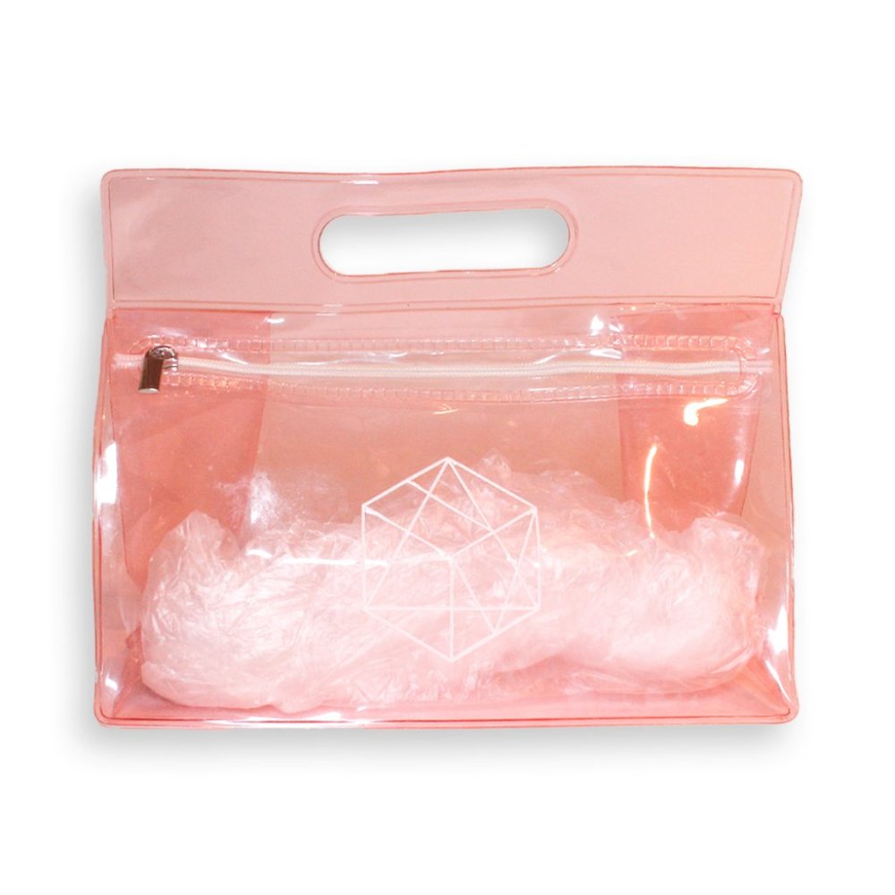EM Cosmetics | Clear Vinyl Zippered Cosmetics Bag | Pink